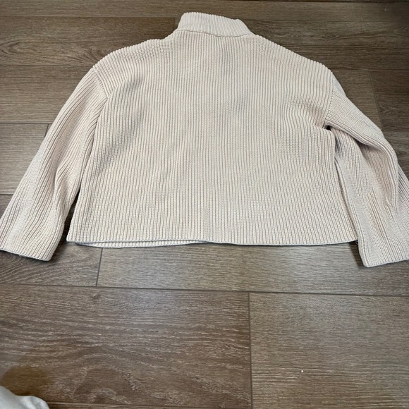 Edikted Chunky Quarter Zip Ribbed Cream Sweater Slouchy Size L Cozy Pullover - Picture 9 of 11